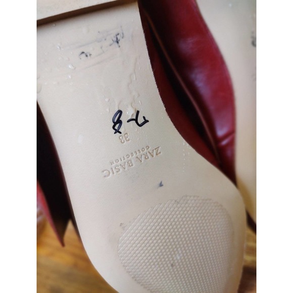 Zara Basics Red Bow Flats Size 38 Worn 1x Gorgeous - Picture 8 of 10